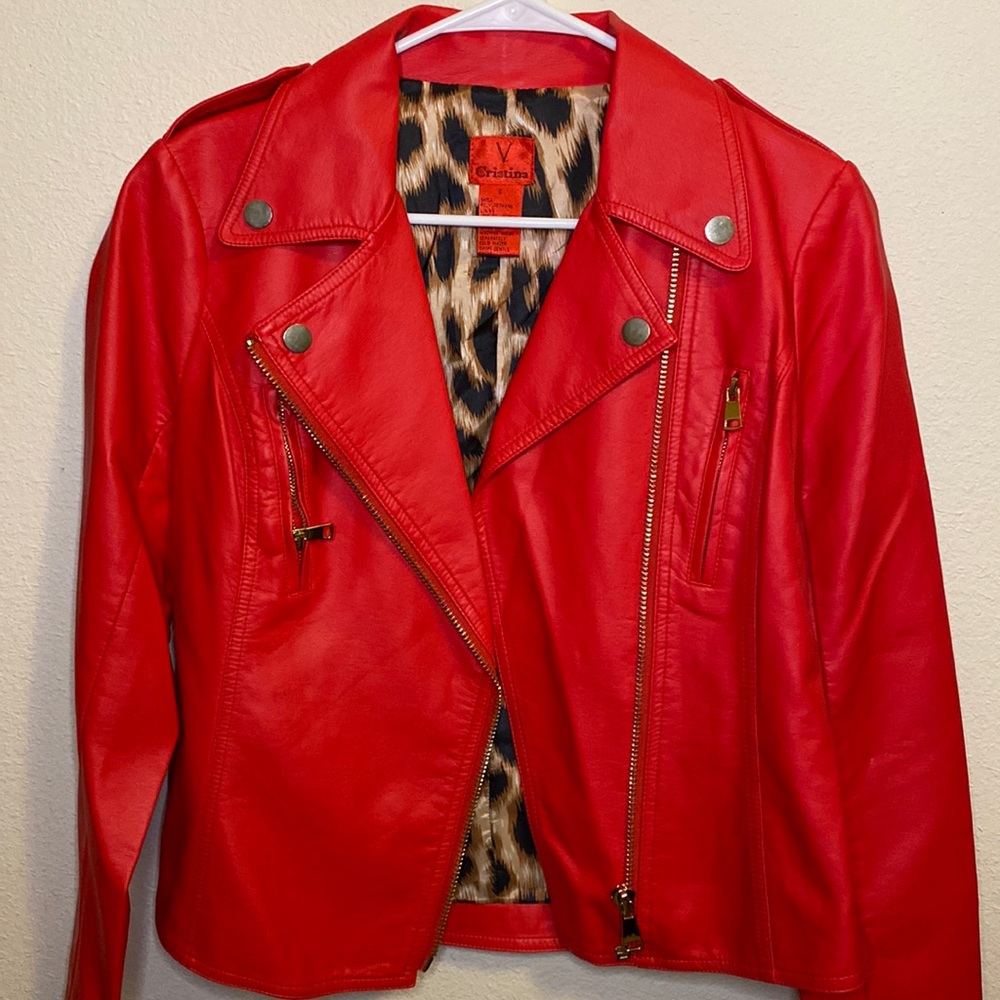 Red Leather Jacket - Size Small